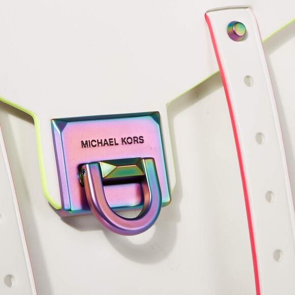 NWT MICHAEL Michael Kors Manhattan Medium Top-Handle School Satchel Optic White - Picture 3 of 6